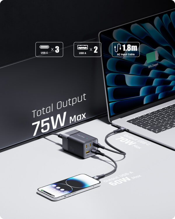 VOLTME VITO Go EzTravel Desktop Charger 75W - Black F4018 - Image 3